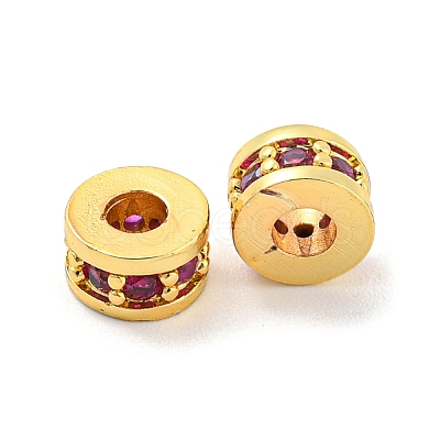 Rack Plating Brass Micro Pave Cubic Zirconia Beads KK-A196-04G-1