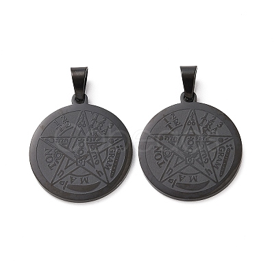 Religion 304 Stainless Steel Flat Round STAS-L123-32B-1