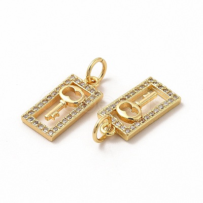 Rack Plating Brass Micro Pave Cubic Zirconia Charms ZIRC-M120-11G-1