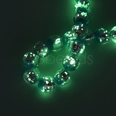 Luminous Handmade Lampwork Silver Foil Beads Strand FOIL-N029-03C-1