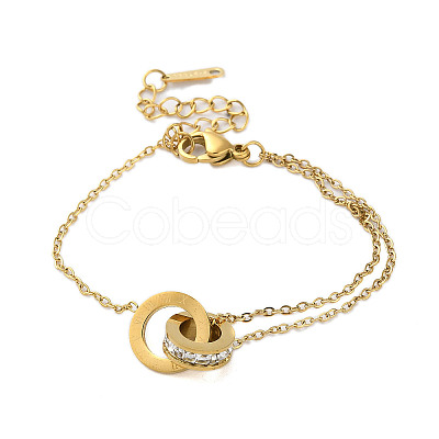 Roman Numerals Stainless Steel Link Bracelets BJEW-L689-01G-1