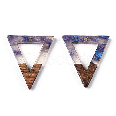 Transparent Resin & Walnut Wood Pendants LS-RESI-ZX017-42-1