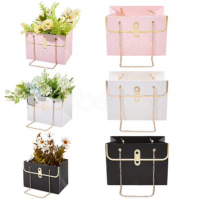6 Sets 3 Colors Paper Storage Tote Bags ABAG-CP0001-33-1