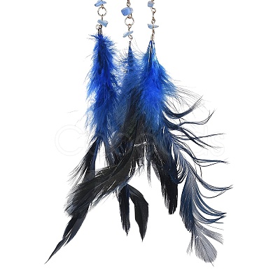 Iron Woven Web/Net with Feather Pendant Decorations LS-AJEW-P097-09-1