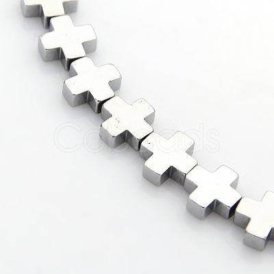 Greek Cross Electroplate Non-magnetic Synthetic Hematite Beads Strands G-P046-06A-1