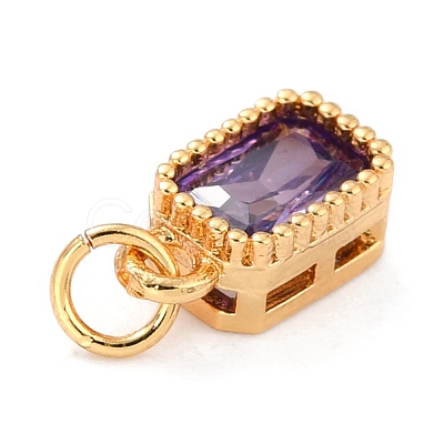 Real 18K Gold Plated Brass Inlaid Cubic Zirconia Charms ZIRC-L100-075G-01-1