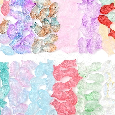 50Pcs Transparent Spray Painted Glass Beads GLAA-FS0002-06A-1