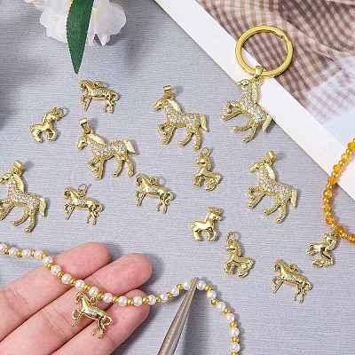 5Pcs Brass Micro Pave Clear Cubic Zirconia Pendants ZIRC-SZ0005-80-1