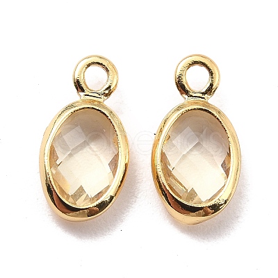 Eco-Friendly Brass with Glass Pendants KK-K268-01I-1