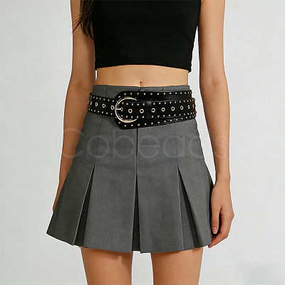 Imitation Leather with Alloy Rivets Chain Belts AJEW-WH20006-449A-1