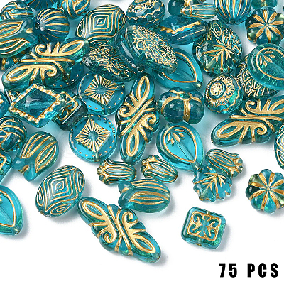 75Pcs 15 Styles Transparent Acrylic Beads OACR-YW0001-98-1