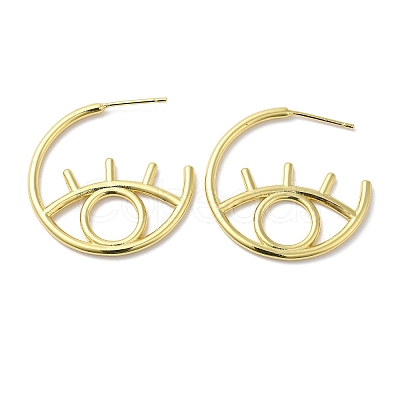 Rack Plating Brass Hollow Eye Stud Earrings EJEW-F315-03G-01-1