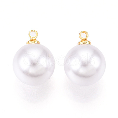 Brass & ABS Plastic Imitation Pearl Pendants KK-N261-12mm-121G-1