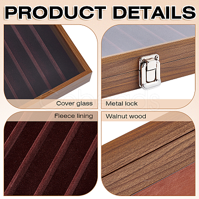 10 Grids Wooden Watch Band Organizer Storage Cases with Visible Window Lid CON-WH0112-078-1