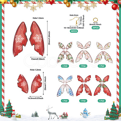 DIY Christmas Theme Epoxy Resin Wing Dangle Earring Kits DIY-TA0010-31-1