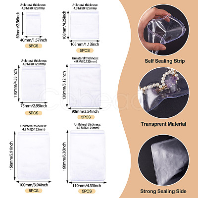 30Pcs 6 Styles PVC Anti Oxidation Resealable Bags AJEW-TA0002-27-1