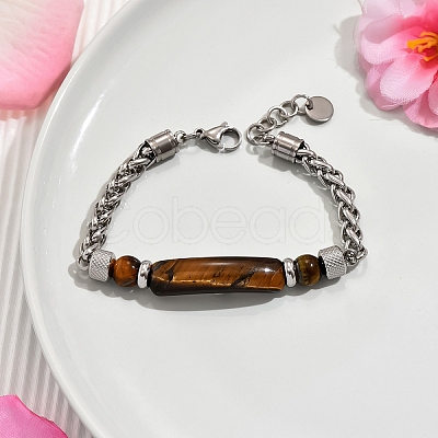 Natural Tiger Eye Beads Link Bracelets LS-YW5979-2-1