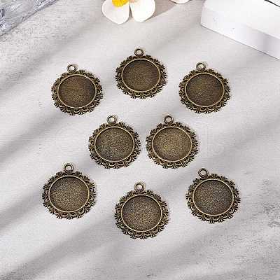 Vintage Flat Round Alloy Pendant Cabochon Settings LS-PALLOY-N0088-66AB-NF-1