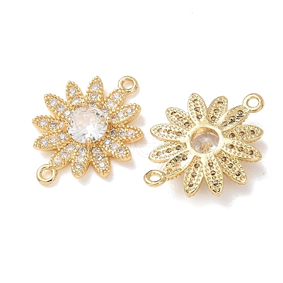Brass Micro Pave Clear Cubic Zirconia Connector Charms CU-CBA4579-05G-D-1