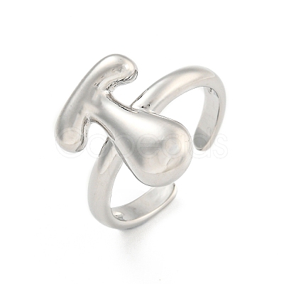 Brass Letter Open Cuff Rings for Women RJEW-G313-01T-P-1