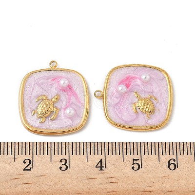 304 Stainless Steel Enamel Pendants STAS-U057-11G-B-1