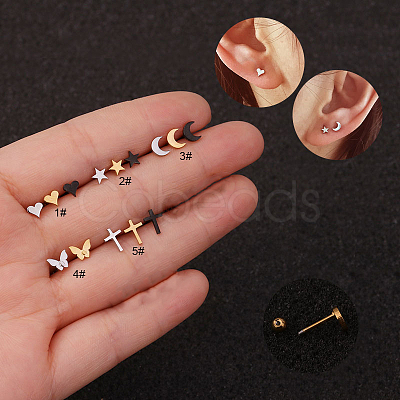 316L Surgical Stainless Steel Heart Cartilage Earrings WG4488A-09-1