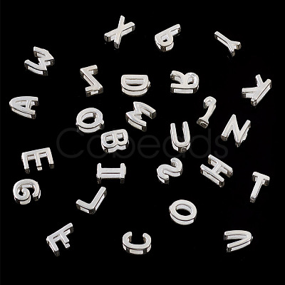 6Pcs 925 Sterling Silver Hollow Initial Beads STER-TA0001-53P-1