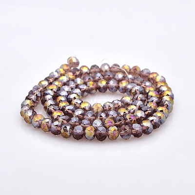 Half Rainbow Plated Faceted Rondelle Electroplate Glass Beads Strands GLAA-A024D-HR06-1
