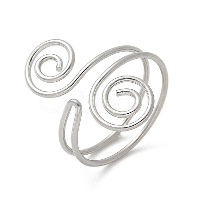 304 Stainless Steel Round Wrap Open Cuff Rings for Women Men RJEW-Z071-02A-P-1