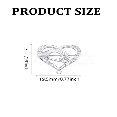 1Pc Cubic Zirconia Heart with Hand Brooch Pin JEWB-LP0005-13P-1