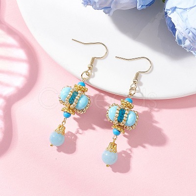 Lantern 304 Stainless Steel Synthetic Imperial Jasper Dangle Earrings EJEW-MZ00609-01-1