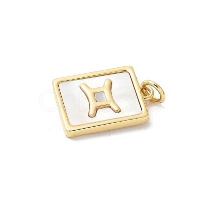 Brass Pave Natural White Shell Pendants KK-S522-09G-1