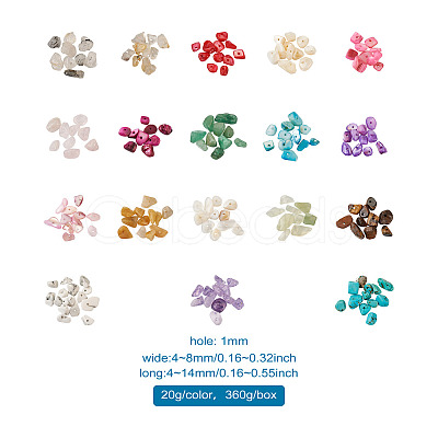 360g 18 Colors Freshwater Shell & Gemstone Chip Bead Sets G-CW0001-01-1