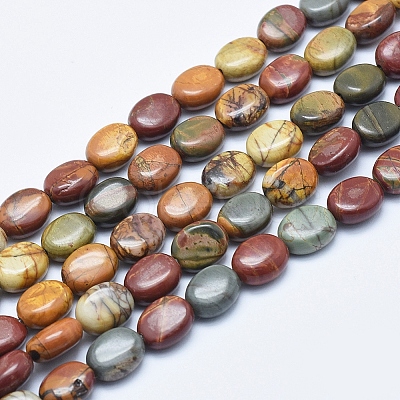 Natural Polychrome Jasper/Picasso Stone/Picasso Jasper Beads Strands G-E444-46B-1