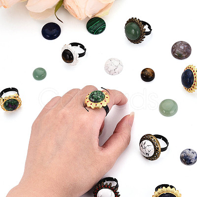 Adjustable Flower Alloy & Iron Bezel Cup Ring Base with Rotatable Tray MAK-T012-08S-1