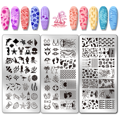 Stainless Steel DIY Nail Art Templates MRMJ-WH0092-093-1