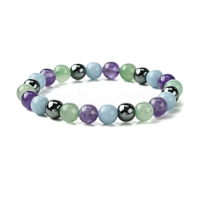 12Pcs 12 Styles Constellation Mixed Gemstone Round Beaded Stretch Bracelet Sets BJEW-JB10910-1