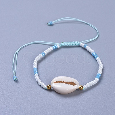 Adjustable Glass Seed Bead Braided Bead Bracelets BJEW-JB04284-M-1