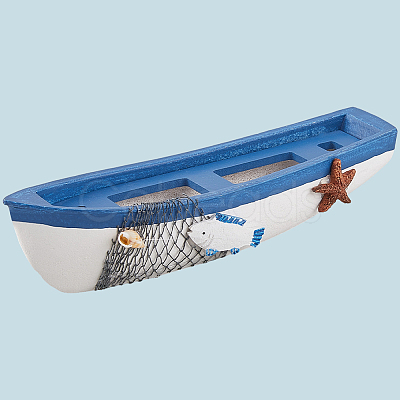 Mediterranean-style Wood Sailboat Miniature Model Decorations DJEW-WH20816-008A-1