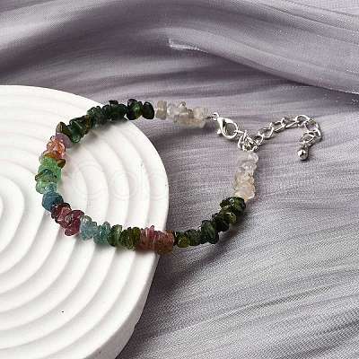 Natural Multicolor Tourmaline Chip Beaded Bracelets for Women BJEW-M110-02-1