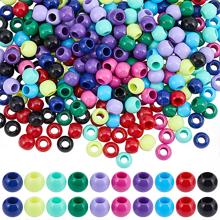 300Pcs 10 Colors Opaque Acrylic Beads SACR-SP0001-53A-1