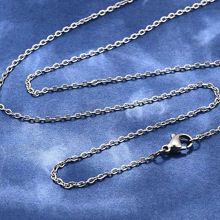 Tarnish Resistant Classic Plain 304 Stainless Steel Mens Womens Necklaces Unisex Cable Chain Necklaces NJEW-507L-7-1
