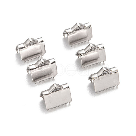 Tarnish Resistant Stainless Steel Ribbon Crimp Ends LS-STAS-Q187-02-1