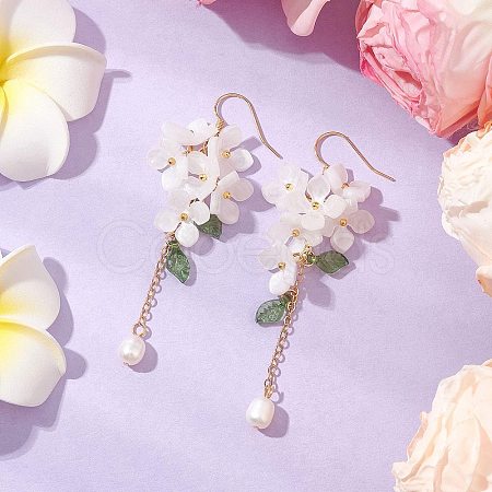 Shell Pearl Dangle Earrings EJEW-TA00617-02-1