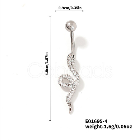 Shiny Brass Crystal Rhinestone Belly Button Rings CZ7821-4-1