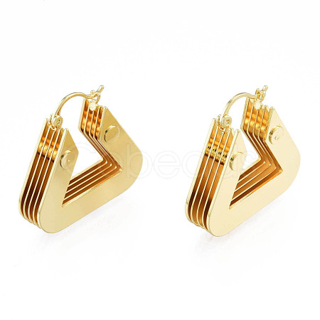 Brass Multi-Layer Triangle Hoop Earrings for Women EJEW-N011-90-1