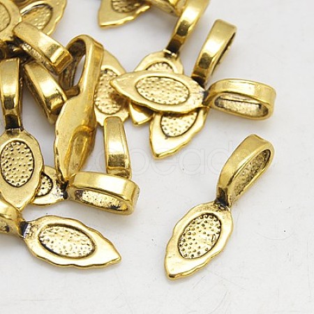Tibetan Style Alloy Glue-on Flat Pad Bails GLF10728Y-NF-1