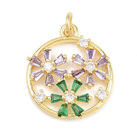 Brass Micro Pave Cubic Zirconia Pendants KK-D258-03G-02-1