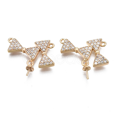 Brass Micro Pave Clear Cubic Zirconia Peg Bails Pendant Links KK-S356-345-NF-1