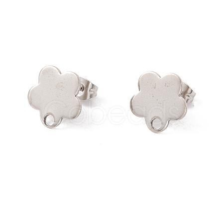 Non-Tarnish 201 Stainless Steel Stud Earring Findings with Hole EJEW-A071-10B-P-1
